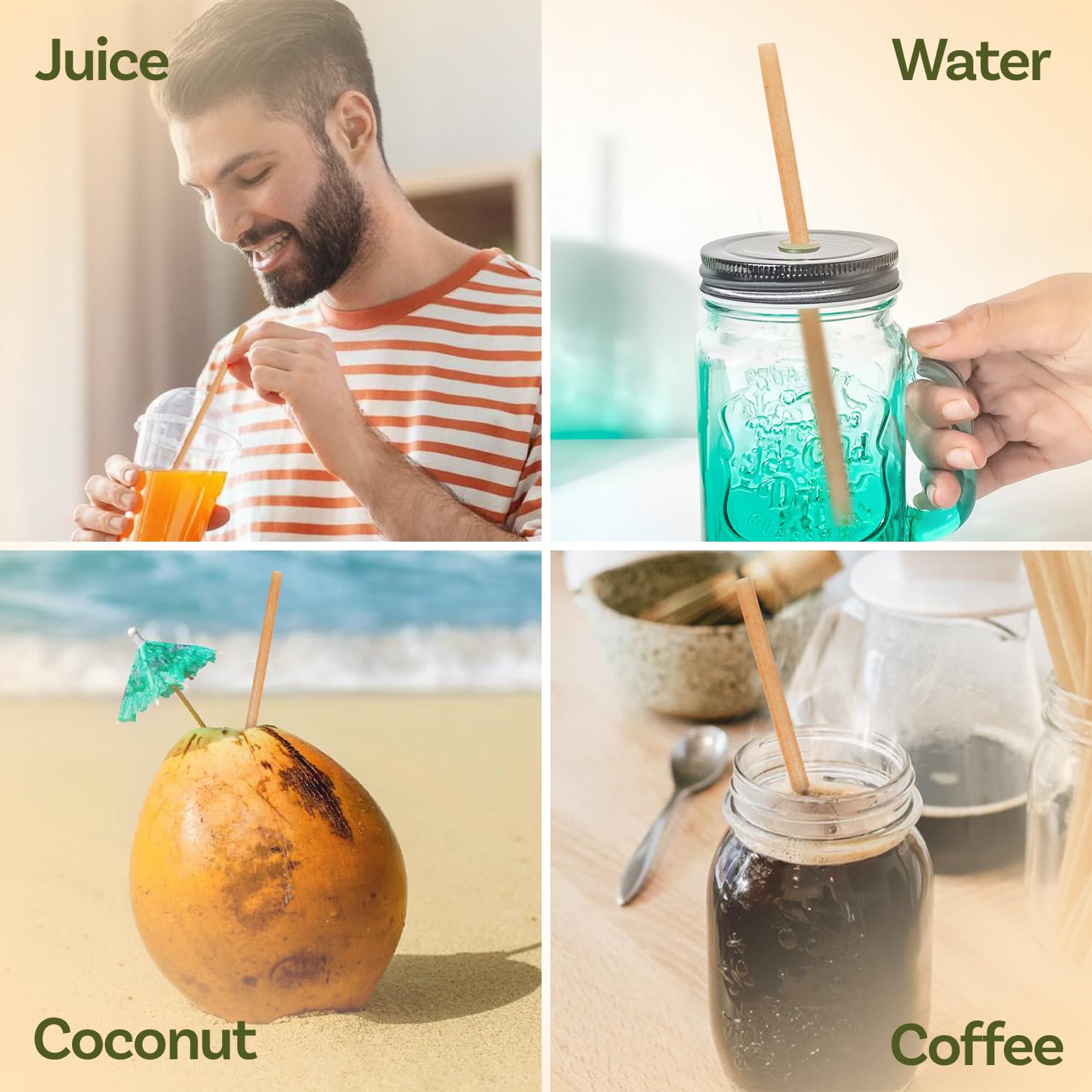 Weemium Sugarcane Straws [300 Pack] 8.25" | FSC Certified 100% Compostable Straws Disposable for Warm and Cold Drinks | Plastic-free & Biodegradable Packaging | Eco friendly made with Sugarcane Fiber