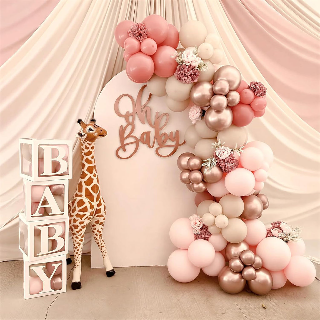 Winrayk Rose Gold Balloons - Floral Baby Shower Decorations | Pink Balloon Arch Kit for Girls