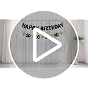 Happy 50th Birthday Banner, Black and Gold Pre-Strung Party Decoration