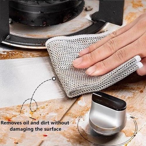 10 PCS Multipurpose Wire Dishwashing Rags, Multifunctional Non-Scratch Wire Dishcloth for Wet and Dry, Scrubs and Cleans for Dishes