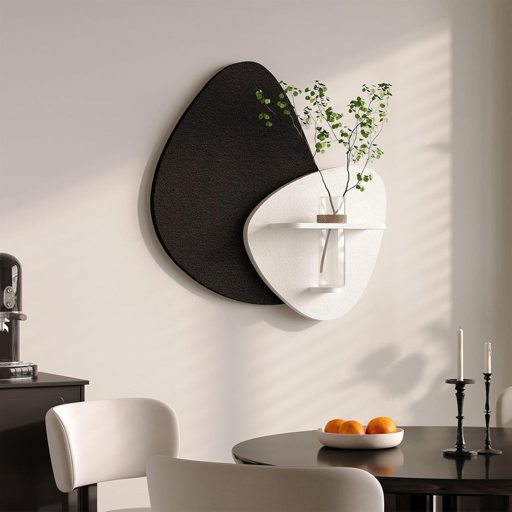 Skiennix 3D Textured Black and White Abstract Wall Art - Modern Minimalist Decor for Living Room | 24x24 In