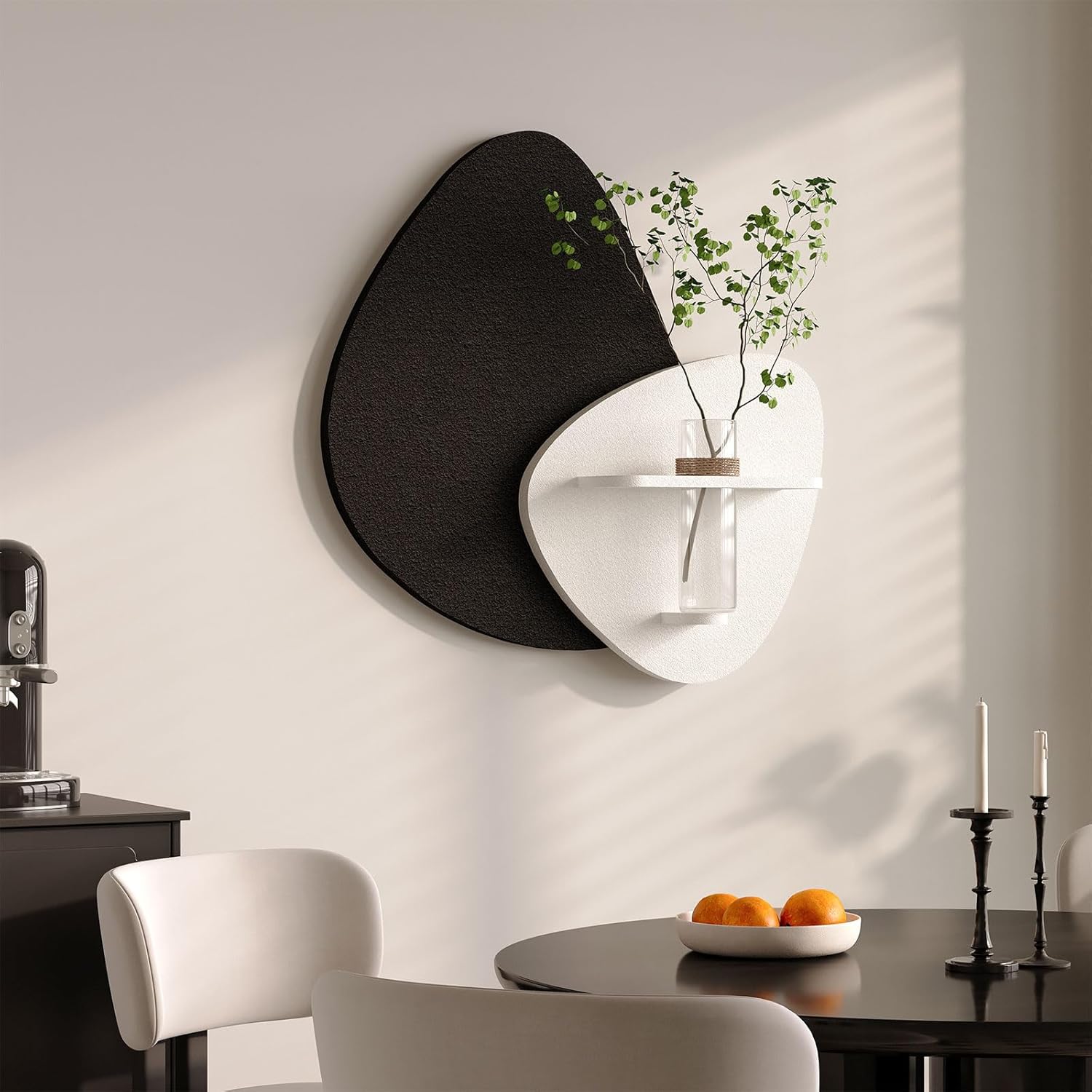 Skiennix 3D Textured Black and White Abstract Wall Art - Modern Minimalist Decor for Living Room | 24x24 In