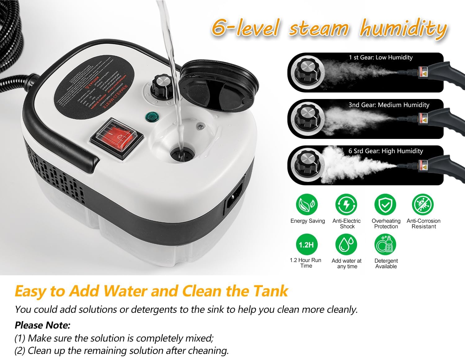 Skiennix 7-in-1 Steam Cleaner - 2500W High Pressure Handheld Steamer for Home, Car & Upholstery Cleaning
