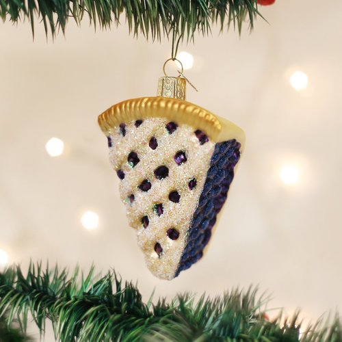 Old World Christmas Blueberry Pie Glass Blown Ornament for Christmas Tree, Handcrafted Holiday Decoration, Dessert Pie Collection