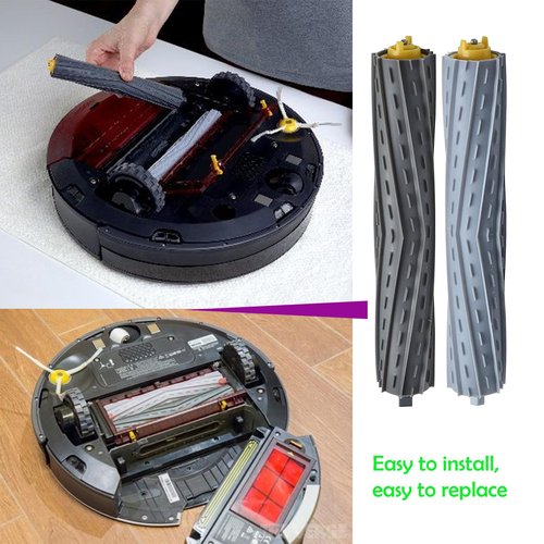 2 Sets Rubber Roller Brushes, Replacement Parts for iRobot Roomba 800 & 900 Series, 2 Sets Debris Extractor