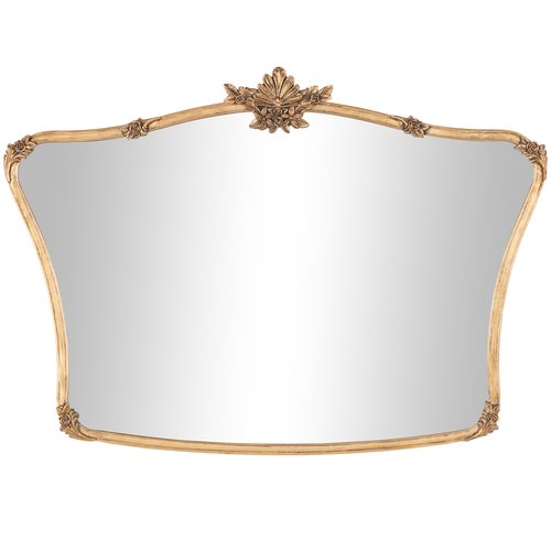 Deco 79 Metal Floral Room Wall Mirror Orante Antique Curved Entryway Mirror, Wall Mounted Mirror 36" x 2" x 26", Gold