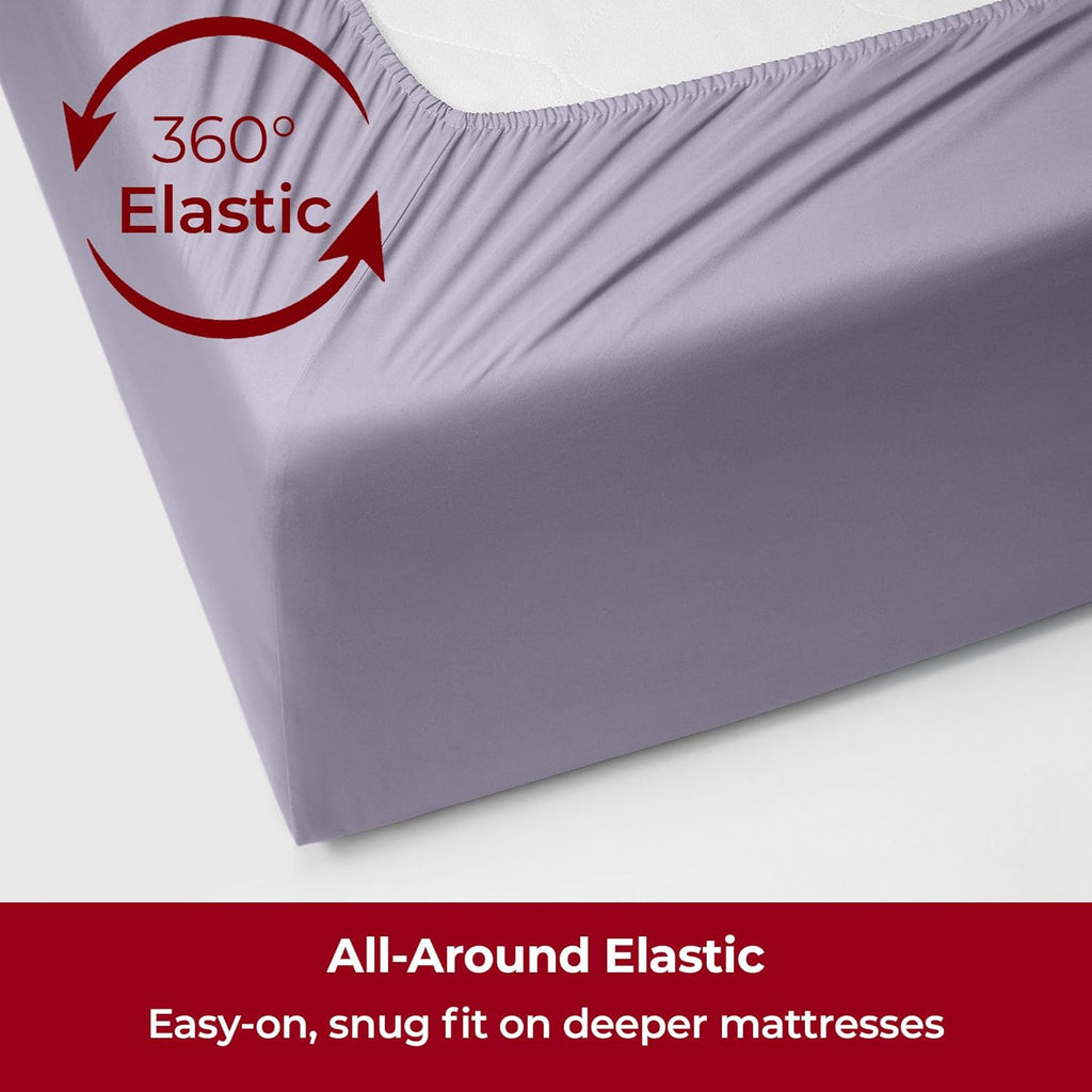 Mellanni Extra Deep Twin Sheets - Hotel Luxury Ultra Soft Cooling Bedding - Wrinkle & Stain Resistant (Twin, Lavender)