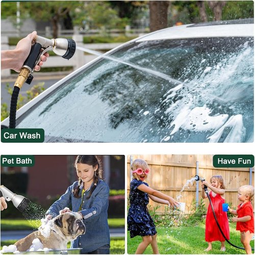 FANHAO Heavy Duty Metal Garden Hose Nozzle - 7 Spray Patterns & Ergonomic Handle for Efficient Watering