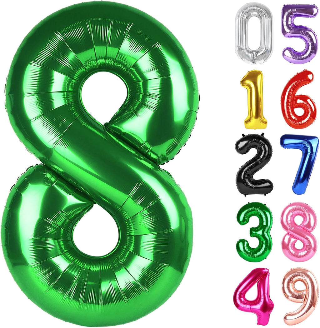 Number 8 Balloon by [Brand Name] - 40 Inch Dark Green Giant Foil Balloon for 8th Birthday Party Decorations