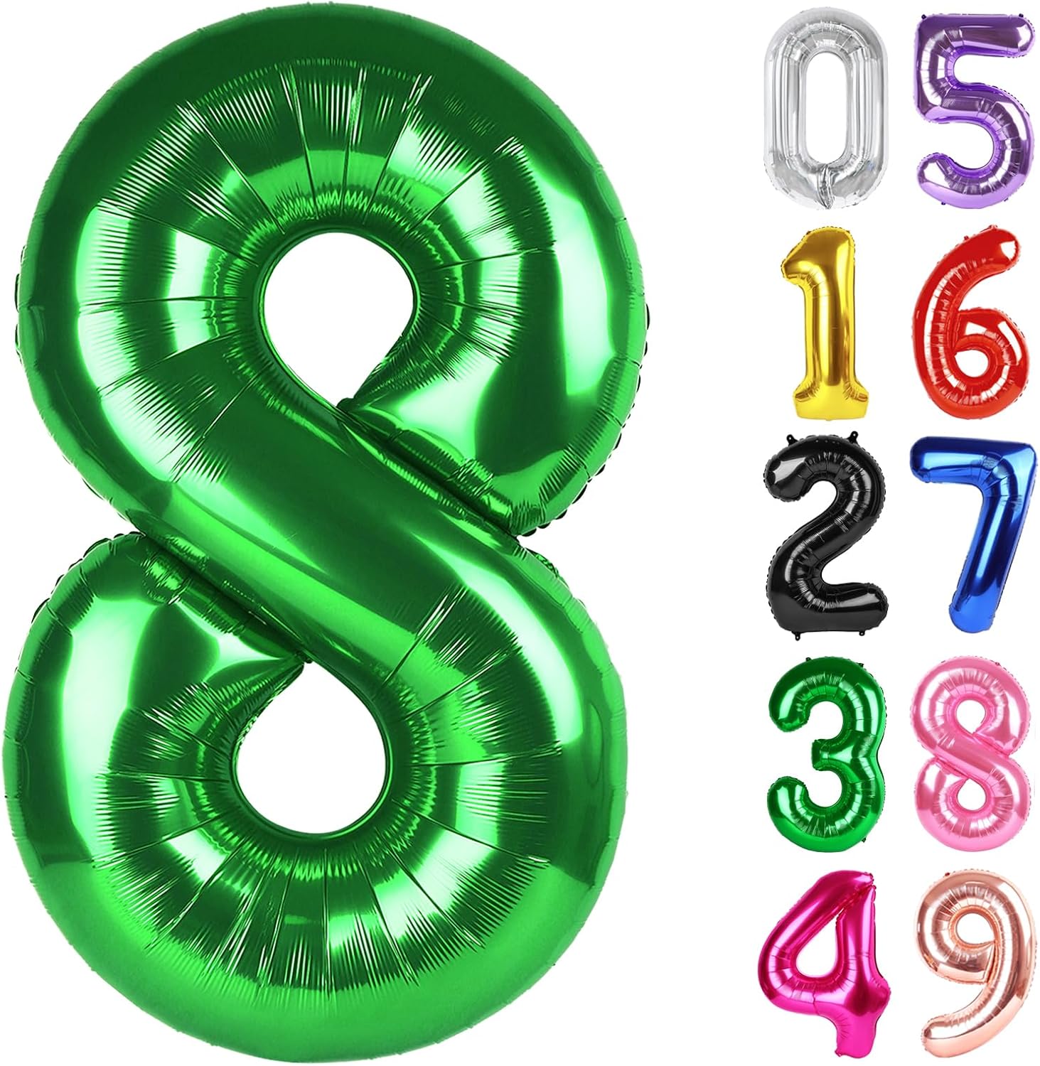 Number 8 Balloon by [Brand Name] - 40 Inch Dark Green Giant Foil Balloon for 8th Birthday Party Decorations