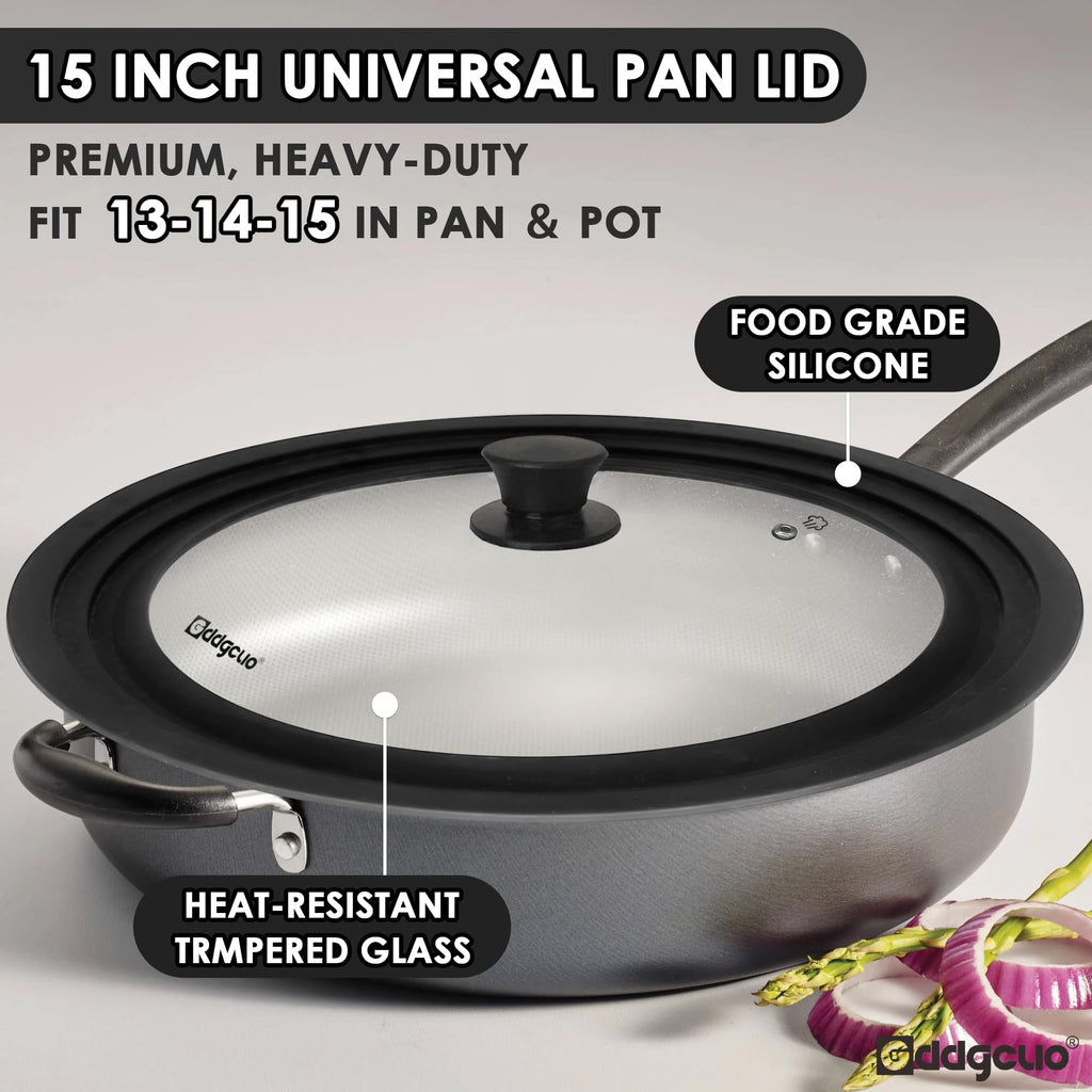 Universal Pan Lids, 2 Pcs Pot lids for Pots, Pans & Skillets - Fits 13", 14", 15" Diameter and 10", 11", 12" Diameter Cookware, Heat Resistant Frying Pan lid, Dishwasher Safe