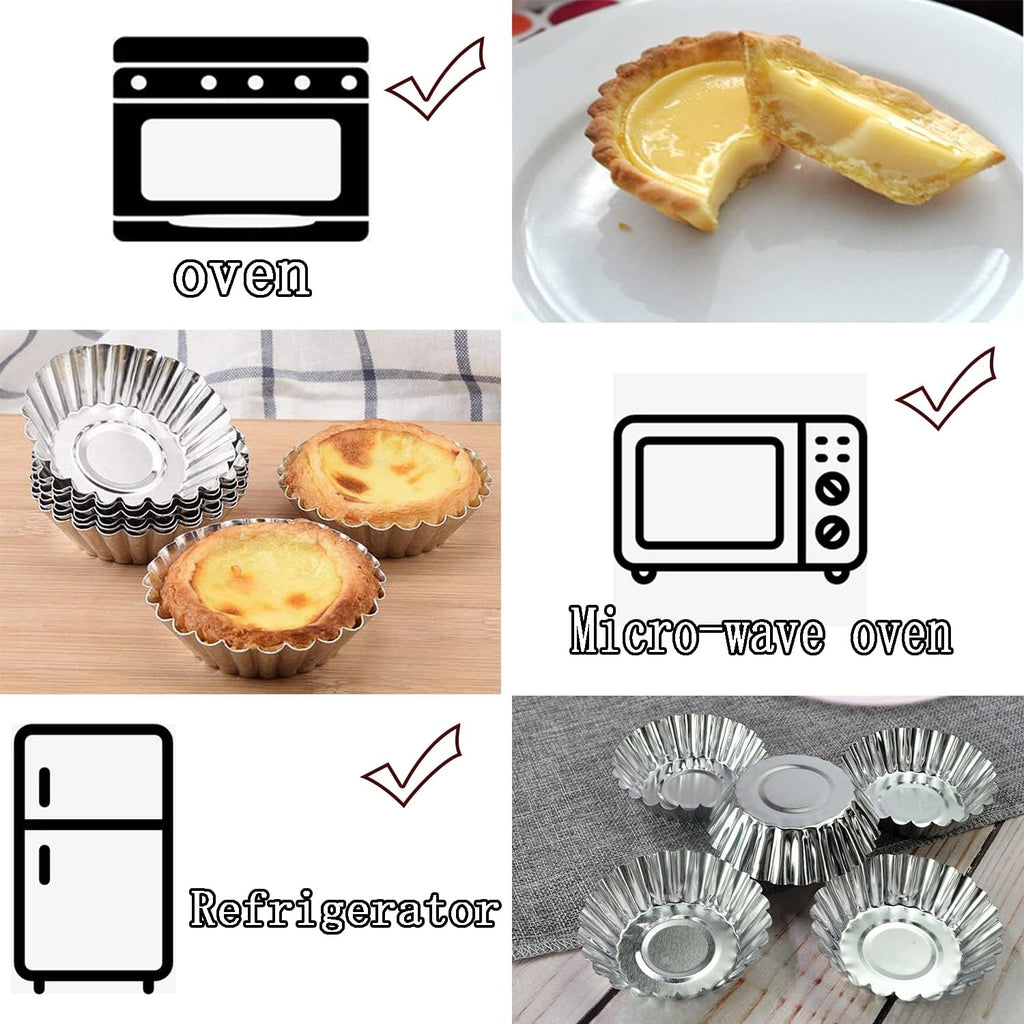 Skiennix Egg Tart Molds - 32-Pack Mini Tart Pans for Baking | 2.75-Inch Aluminum Tins