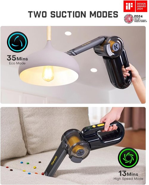 Fanttik Fold V10 APEX Cordless Car Vacuum - 17000Pa Suction Power, Smart LED Display, Portable Design