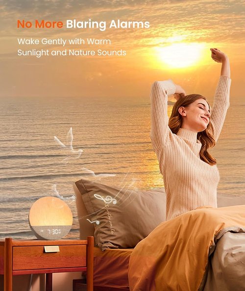 Dreamegg Sunrise 1 - Customizable Sunrise Alarm Clock & Sound Machine | 29 Soothing Sounds & Dimmable Night Light