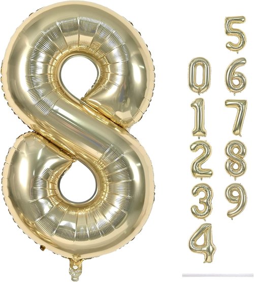 Champagne Gold 40" Giant Helium Foil Number Balloons | Light Gold Birthday Decor for All Ages