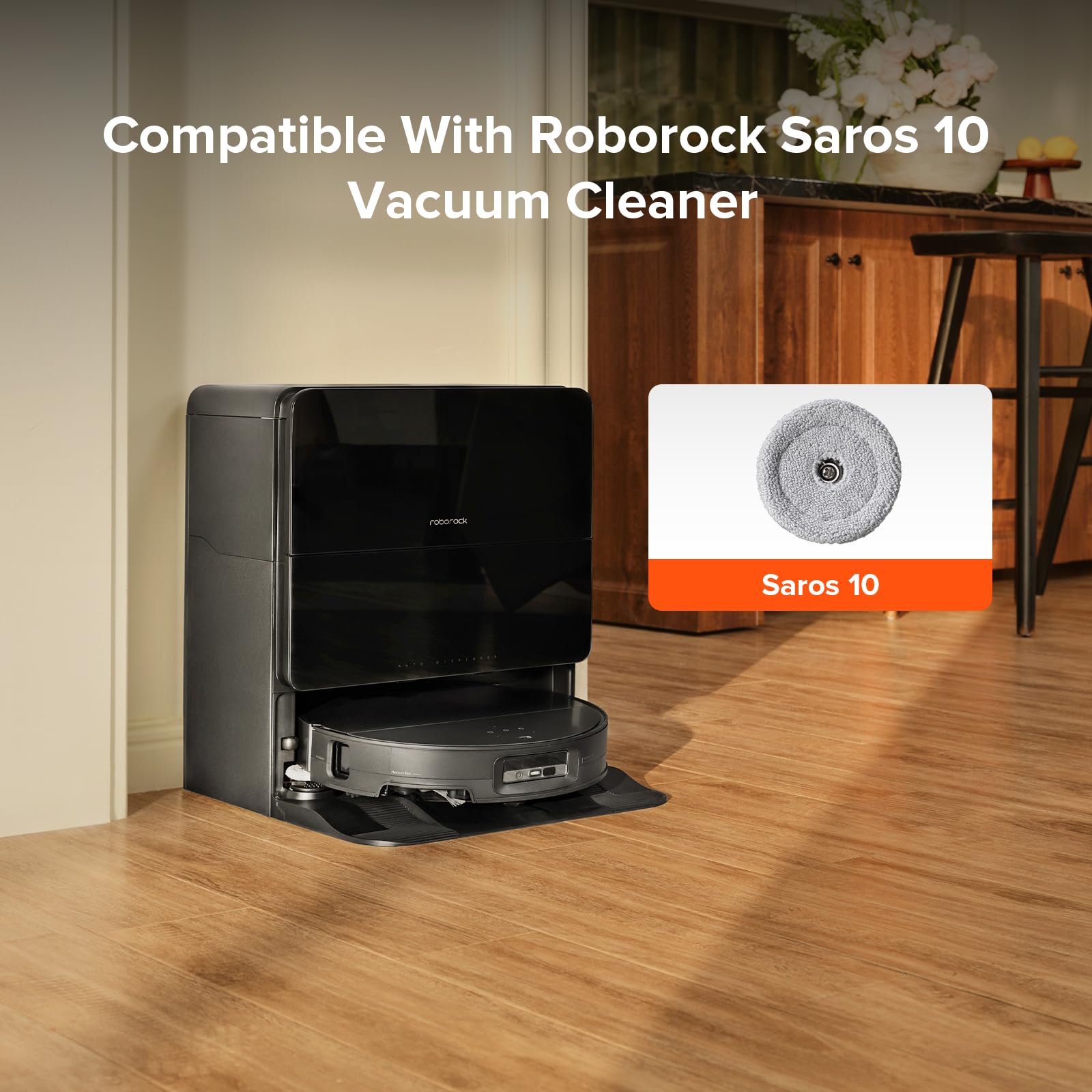 roborock 2 Pack Side Mop Cloths Saros 10 Robot Vacuum Cleaner, Mop Pad Replacement Accessories