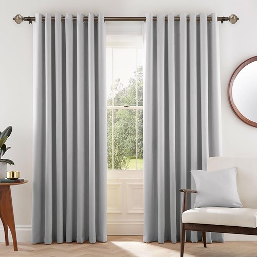 KAMANINA Curtain Rod - 1 Inch Antique Bronze Drapery Rod, 32 to 58 Inches with Marble Ends