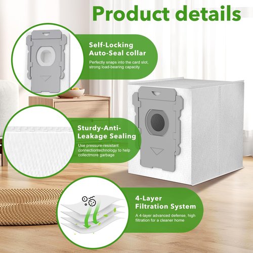 20 Pack Vacuum Bags for iRobot Roomba i7 i7+ i8 i8+ i3 i3+ i4 i4+ i6 i6+ j7 j7+ s9 s9+, s9plus, I & S & J Series Clean Base Automatic Dirt Disposal Bags