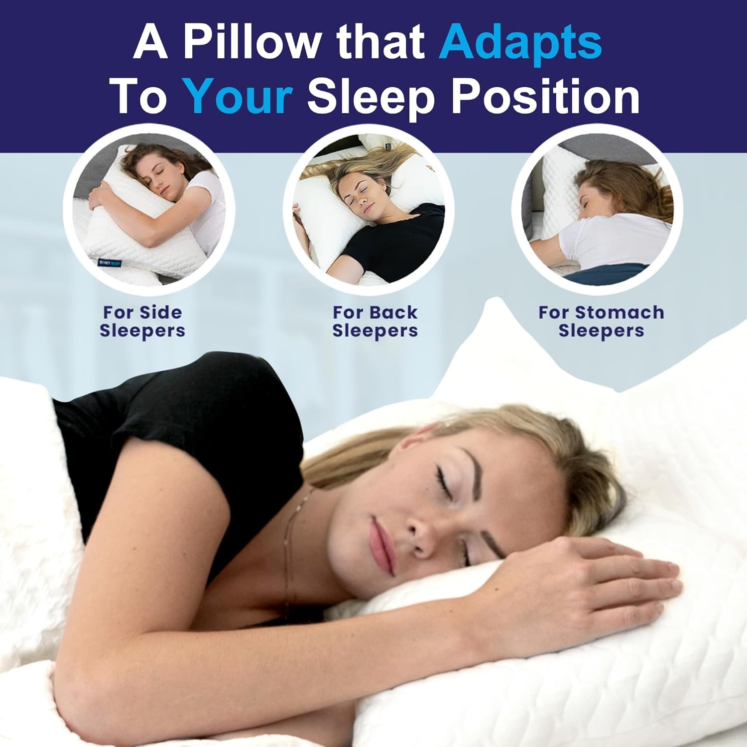 Sidney Sleep Adjustable Curved Contour Pillow - Queen Size | Neck & Shoulder Support for Side & Back Sleepers
