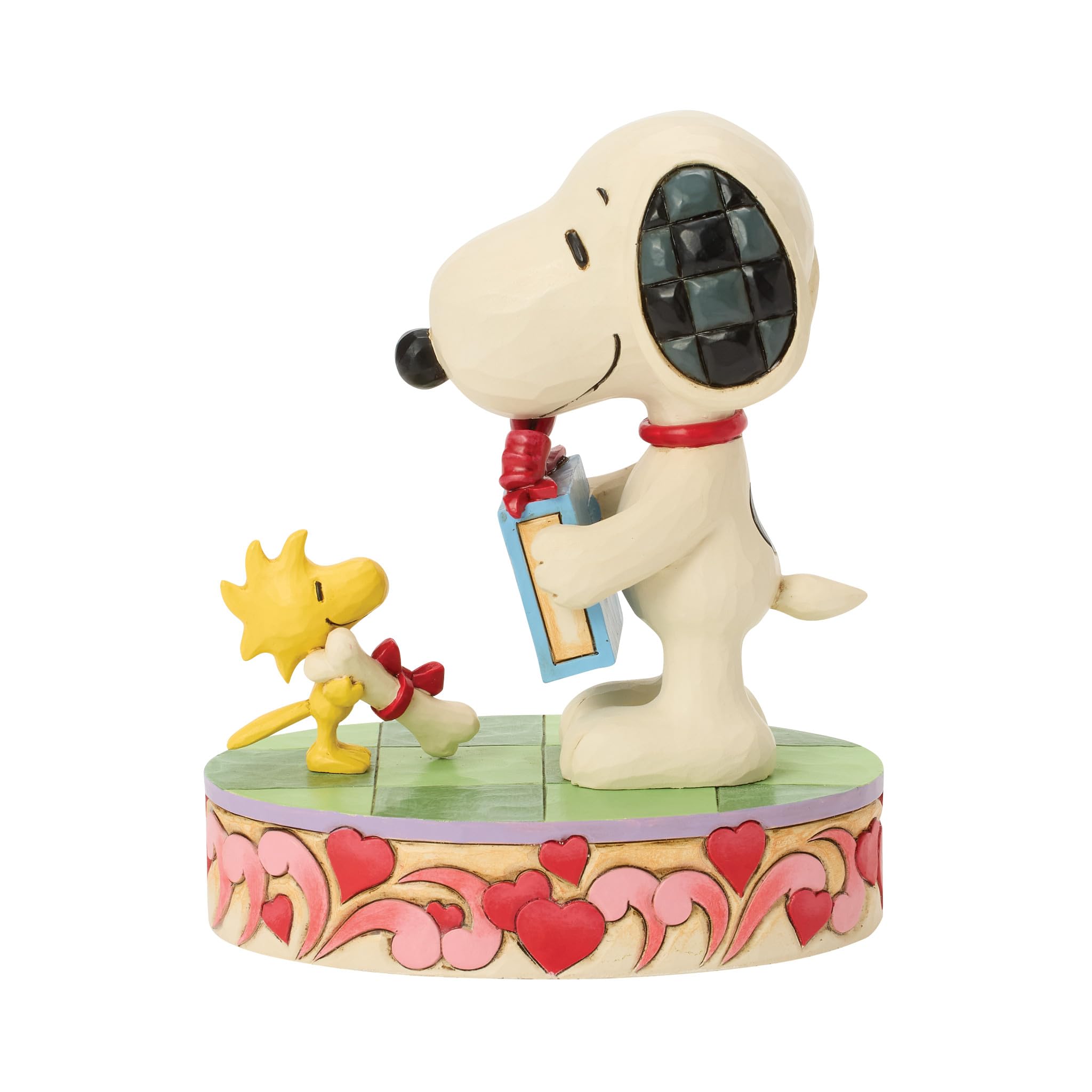 Enesco Peanuts by Jim Shore Snoopy and Woodstock with Gifts Figurine, 5.31 Inch, Multicolor