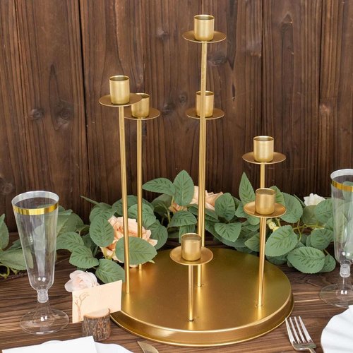 Efavormart 15" Tall Gold Metal Cluster Taper Candle Holder - Elegant Wedding Centerpiece Candelabra