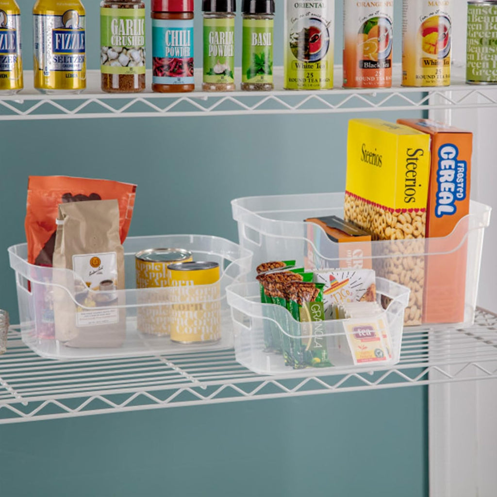 Sterilite Medium Polished Open Scoop Front Storage Bins - Clear, 5.25x9.5x13 In, 8 Pack for Easy Organization