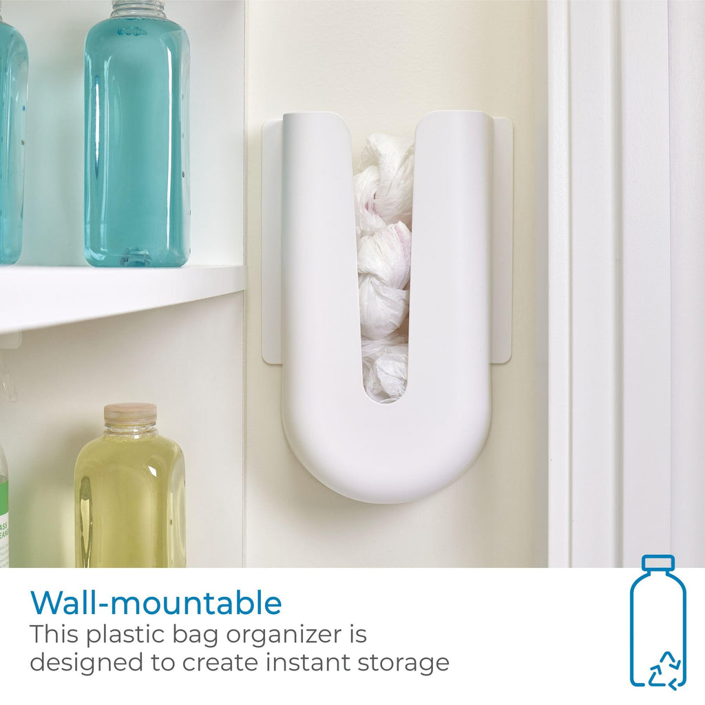 iDesign Recycled Plastic Grocery Bag Holder and Dispenser – 4.03” L x 8.3” W x 12.5” H, White
