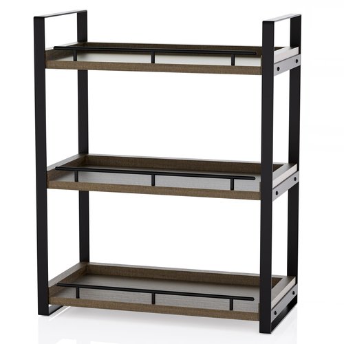 CeleVista Bathroom Counter Organizer, 3 Tier Wood Countertop Shelf for Vanity, Skincare, Makeup, Kitchen Coffee and Sink Storage, with Durable Metal Bracket (Dark Brown)