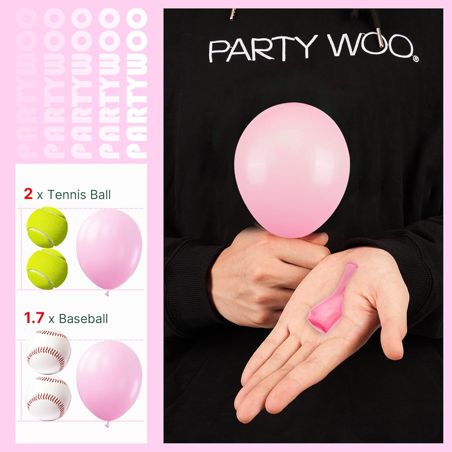 PartyWoo Baby Pink Balloons - 100pcs 5-Inch Pastel Balloons for Baby Showers & Celebrations