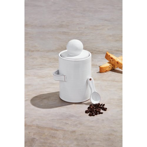 Mud Pie Chunky Knob Coffee Canister; canister 7 1/2" x 4" dia | spoon 3 1/4"