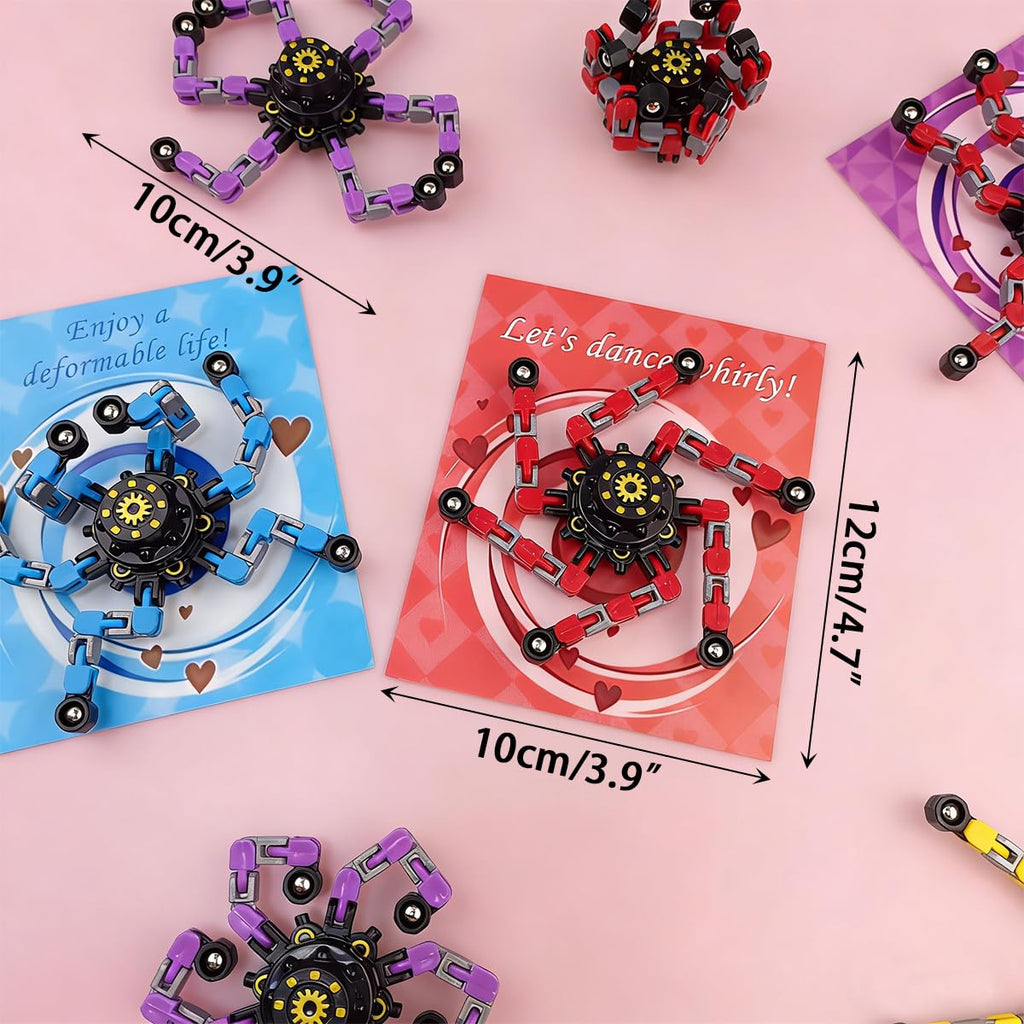 Anditoy 24 Pack Mechanical Transformable Fidget Toys with Valentines Cards for Kids Valentines Day School Class Classroom Gifts Prizes Exchange Party Favors