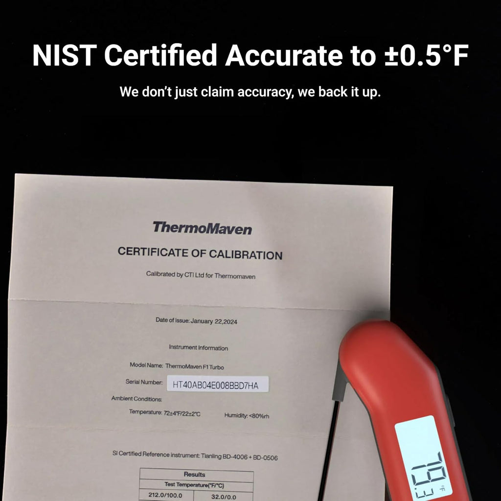 ThermoMaven Digital Meat Thermometer - Instant Read in 0.5 Sec, NIST Certified Accuracy, Waterproof Probe | Red & Gray