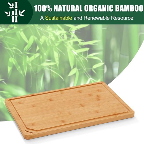 Homaxy Extra Large Organic Bamboo Cutting Board - 18"x12" Wooden Board with Juice Groove & Handles | Ideal for Charcuterie & Chopping