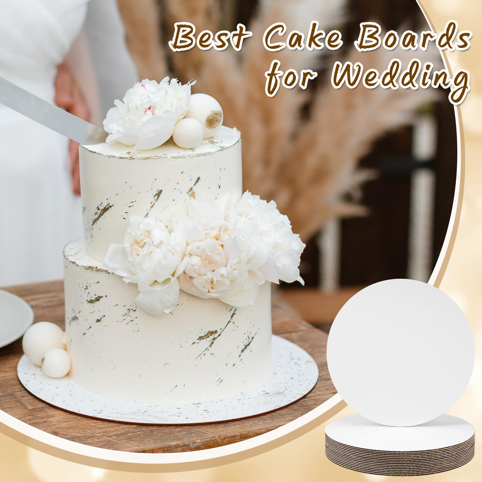Dandat 150 Pcs Cardboard Cake Boards Bulk 12 Inch White Pizza Cardboard Round Circles Study Base for Cake Pizza Desserts for Wedding, Baking, Decorating Supplies