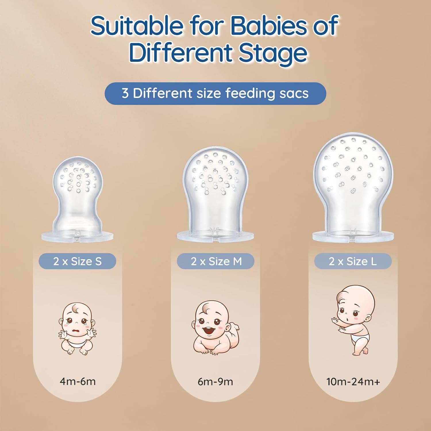 Skiennix Silicone Baby Fruit Feeder - 2 Pack with Mini Freezer Tray & Breastmilk Popsicle Molds for Teething Relief