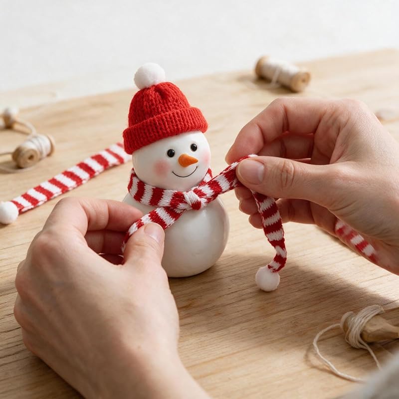 Mini Christmas Knit Hat and Scarf 20-Piece Set for Dolls, Plants & Decor