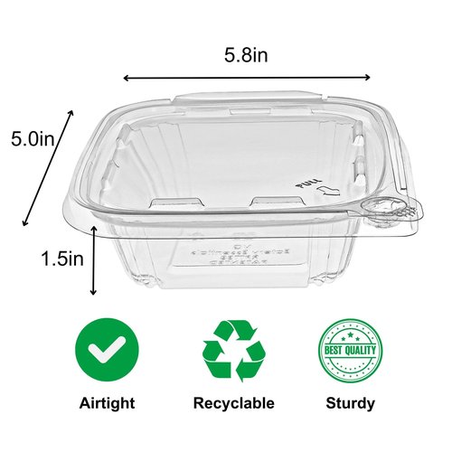 BUT-N-LOC 8oz RPET Clear Hinged Lid Tamper Evident Container - durable, stackable, to go box - 240pcs