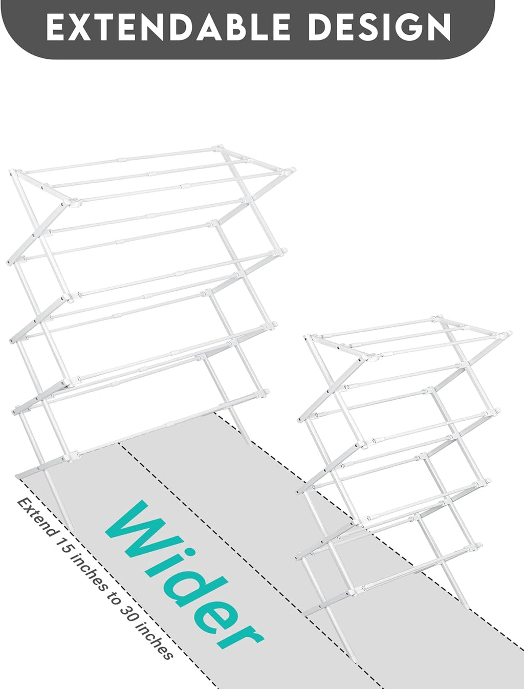 ZOES HOMEWARE 4-Tier Clothes Drying Rack - Foldable & Portable Indoor/Outdoor Laundry Dryer | 29" L x 49" H x 11.5" W