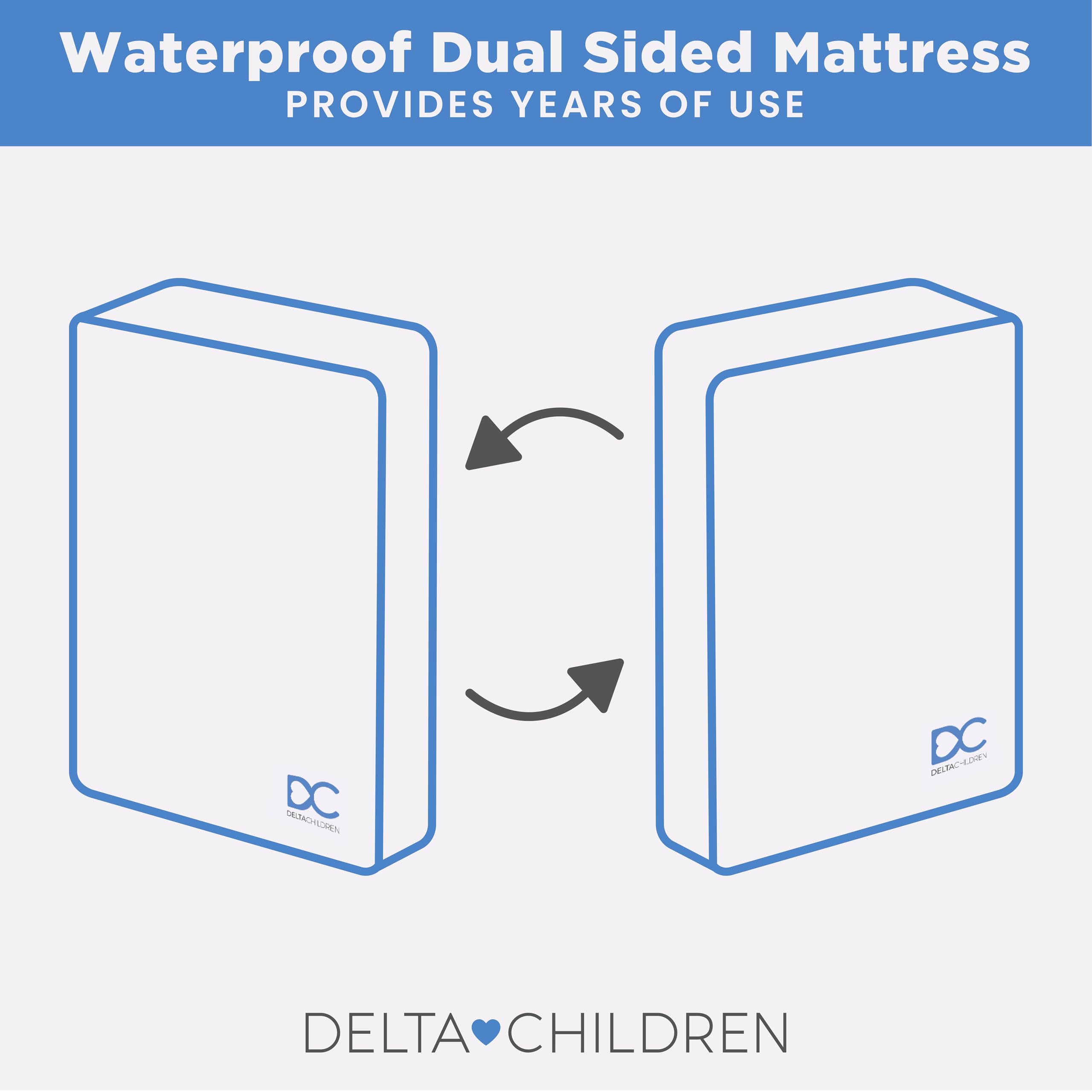 Delta Children Twinkle Stars Breathable 4-inch Mini Crib Mattress with Removable/Machine Washable Cover - GREENGUARD Gold – Waterproof - Sustainably Sourced Core Fiber Core, Pink