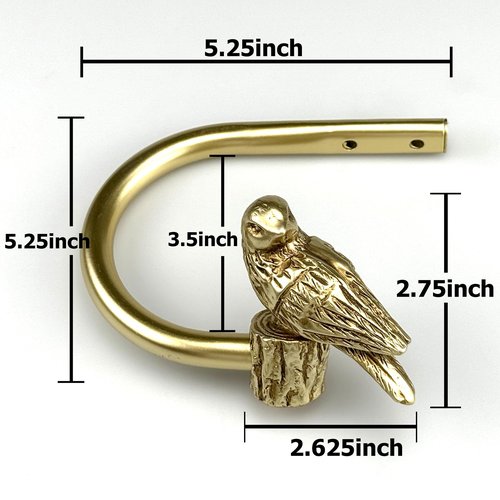ILAISIHOME Curtain Drapery Holdbacks with Resin Bird, Wall Mount Drapery Hooks Holders, Set of 2, Gold