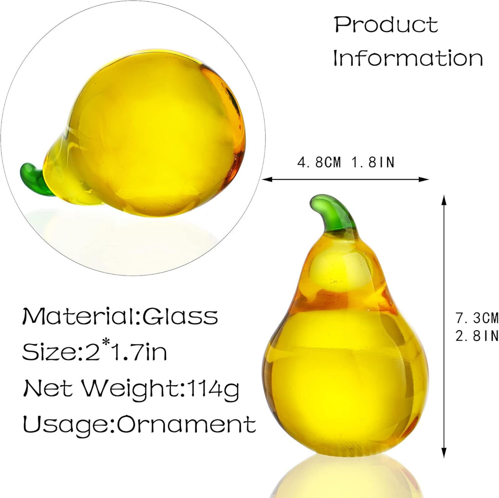 Regine Switzerland Crystal Pear Figurines - Elegant Glass Fruit Decor for Office Tabletop Centerpiece