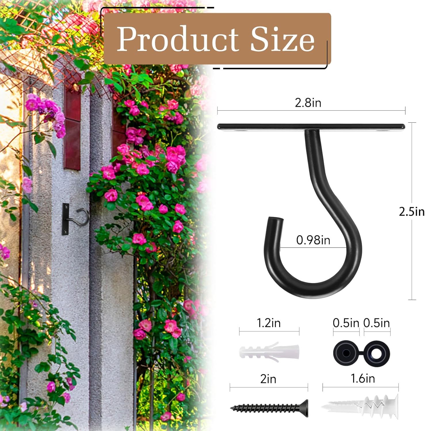 Skiennix Ceiling Hooks - 2.5-Inch Plant Hangers for Indoor/Outdoor Pots | Durable Wall Hooks for Decor