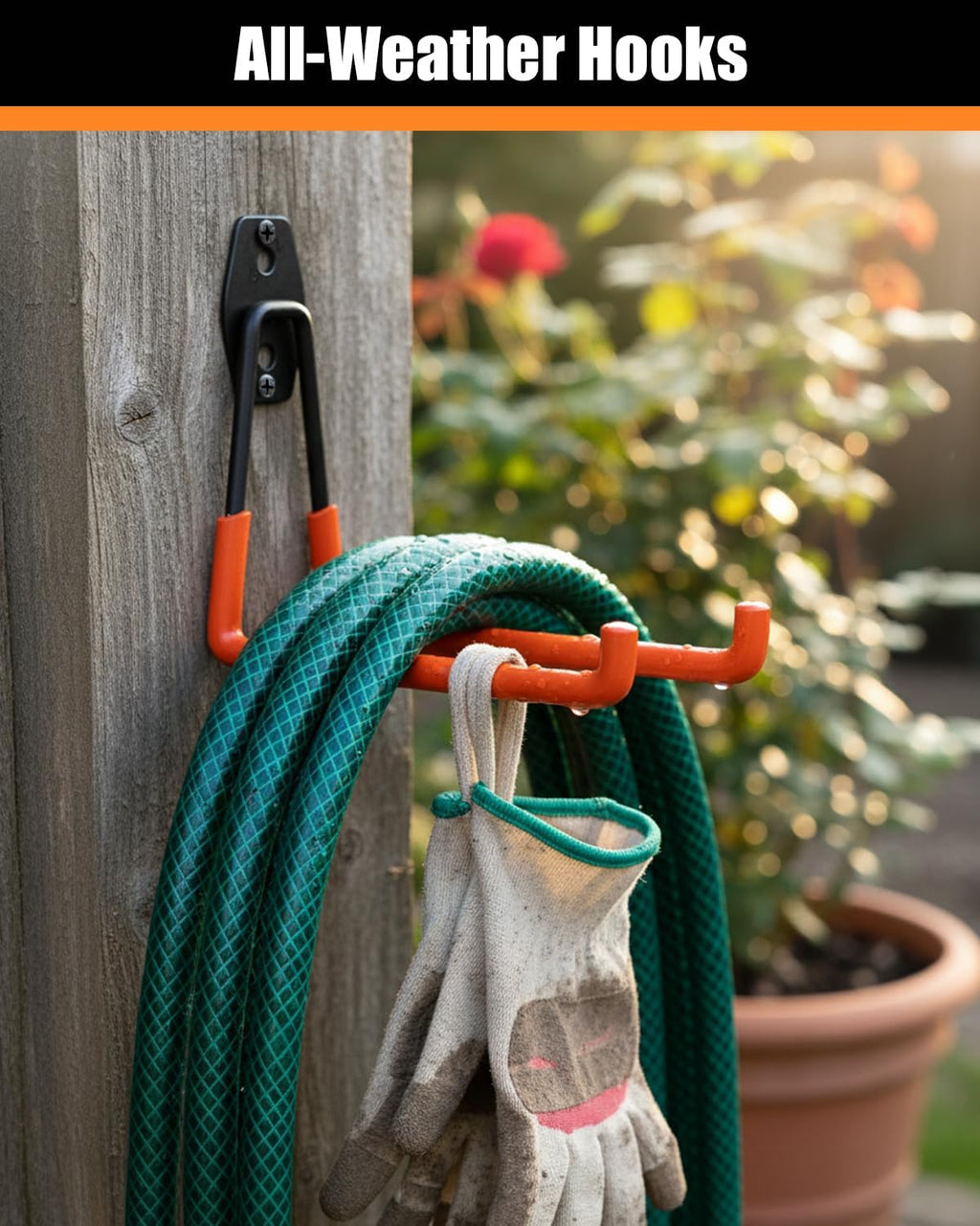 WMK Heavy Duty Garage Hooks - 7.3'' Wall Mount Utility Hooks for Tools & Bikes | 4 Pack (Orange)