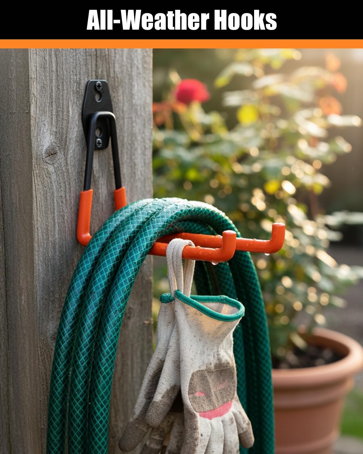 WMK Heavy Duty Garage Hooks - 7.3'' Wall Mount Utility Hooks for Tools & Bikes | 4 Pack (Orange)
