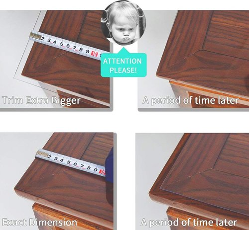 NECAUX Custom Multi-Size 1.5mm Thick Clear PVC Table Cover Protector - 36 x 72 Inch Eco Plastic Vinyl Rectangle Desk Office Top Pad Cover Glass Wood Dining Coffee End Tabletop Protective Mat