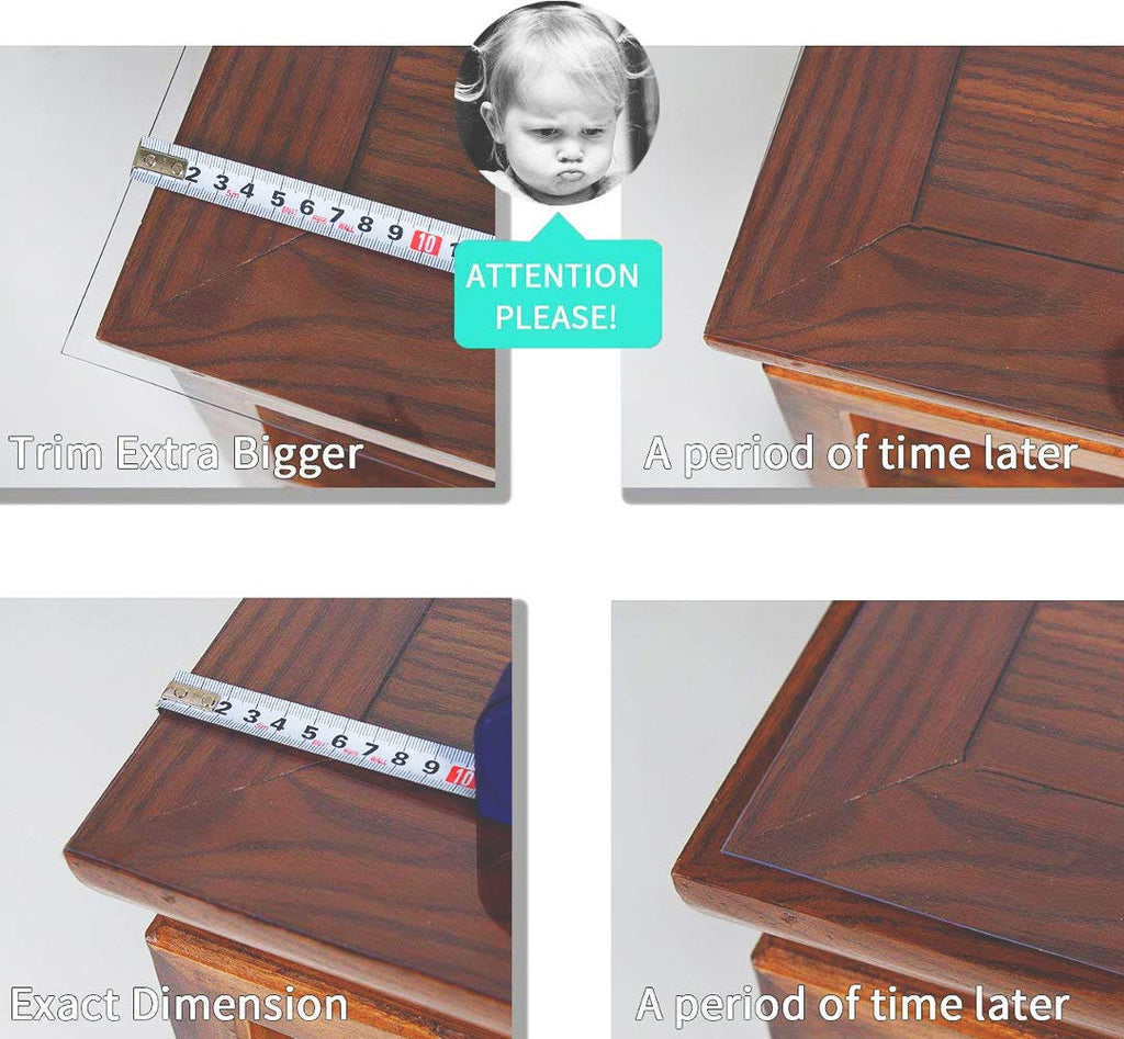 NECAUX Custom Multisize 1.5mm Thick Clear PVC Table Cover Protector - 48 x 66 Inch Waterproof Large Wood Furniture Office Desk Protective Plastic Dining Coffee End Tabletop Pad