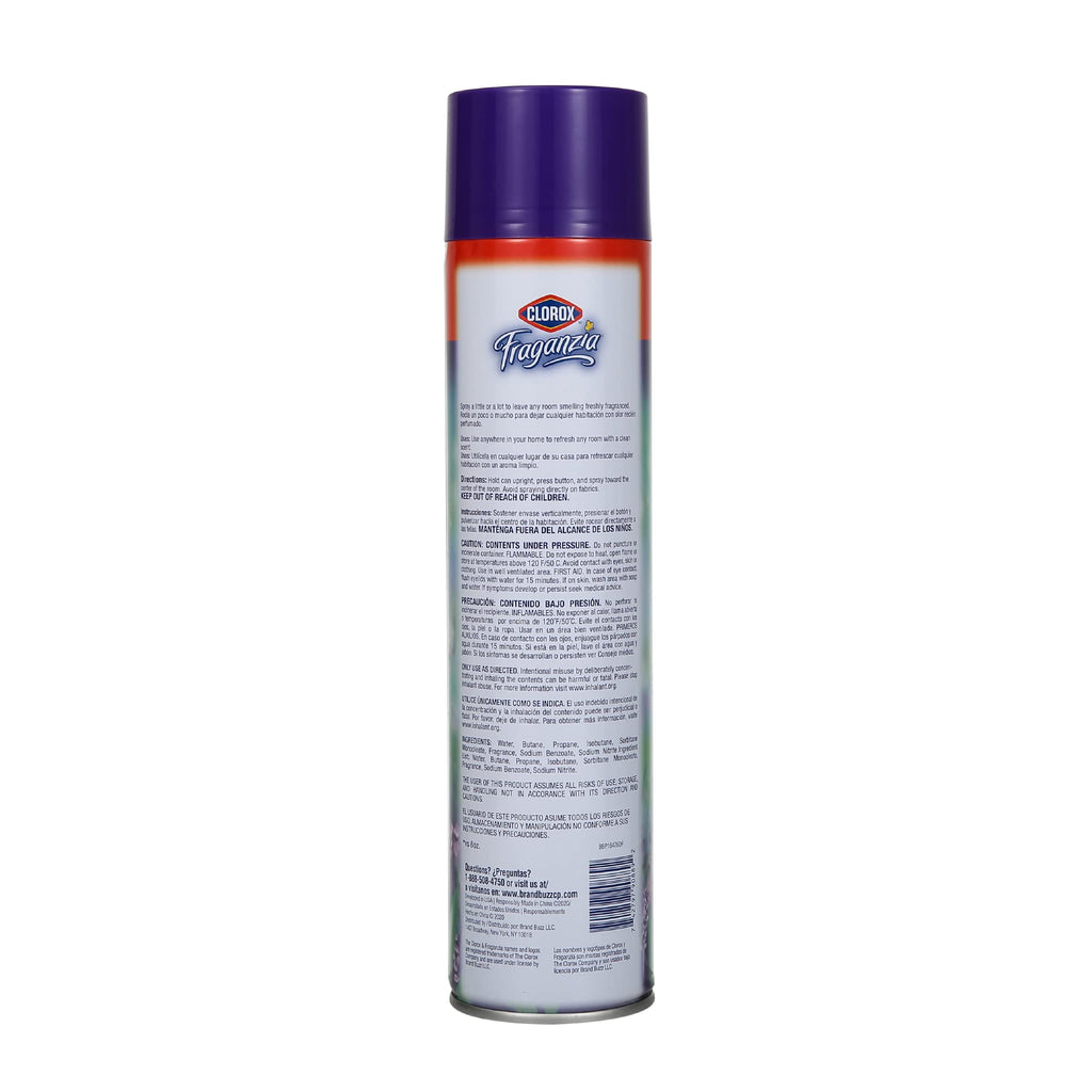 Clorox Fraganzia Aerosol Air Freshener in Lavender with Eucalyptus Scent - Long-Lasting Room Spray, Odor Eliminator for Home, Bathroom, and Bedroom, 20 oz Bonus Size - 12 Pack