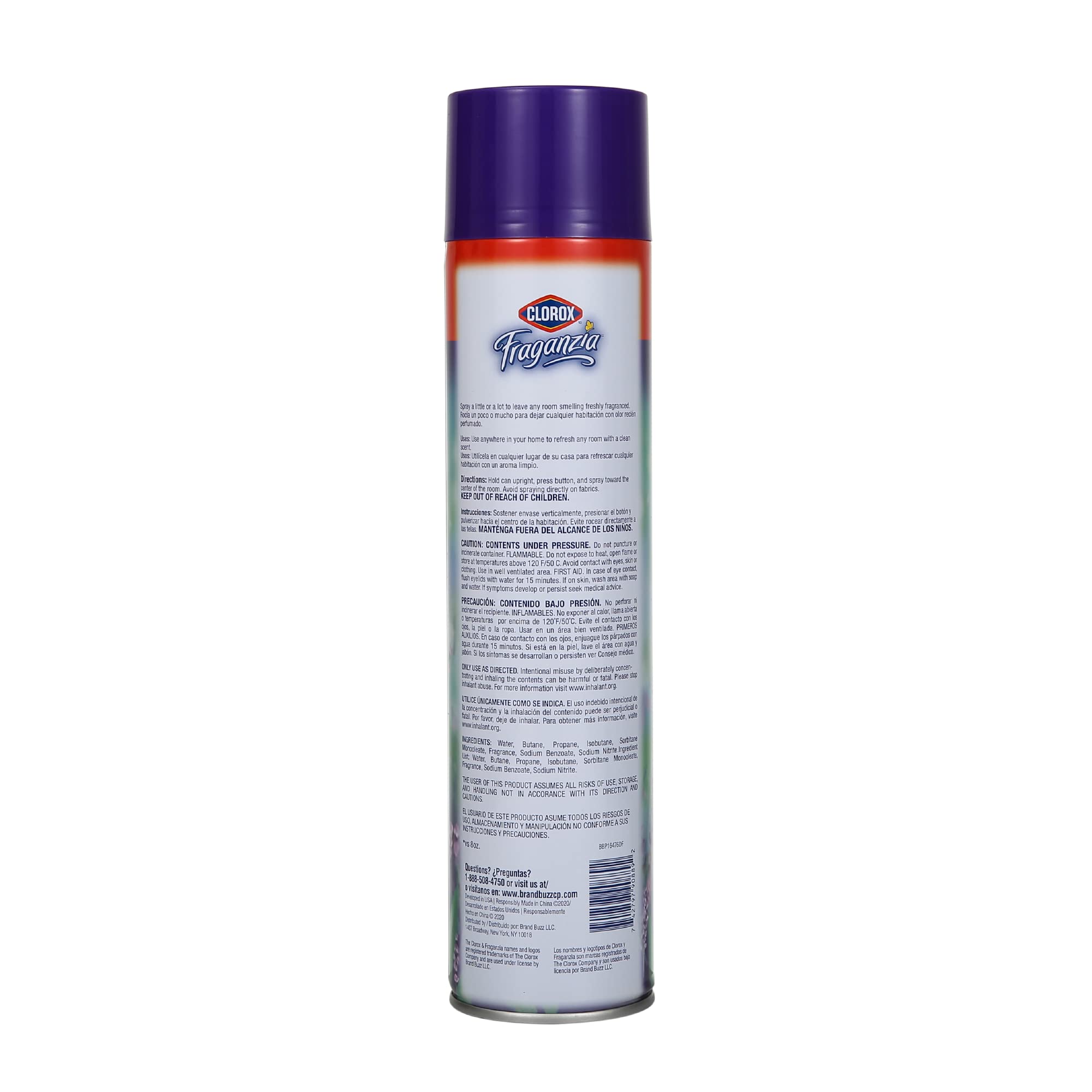 Clorox Fraganzia Aerosol Air Freshener in Lavender with Eucalyptus Scent - Long-Lasting Room Spray, Odor Eliminator for Home, Bathroom, and Bedroom, 20 oz Bonus Size - 12 Pack