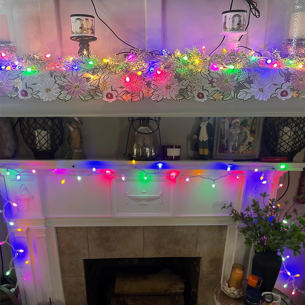 GlowVibe Easter String Lights, 13.5FT 50 LED Connectable Mini Egg-Shaped String Lights, Easter Decorations for Indoor Outdoor Patio Party Home Garden Yard Decor