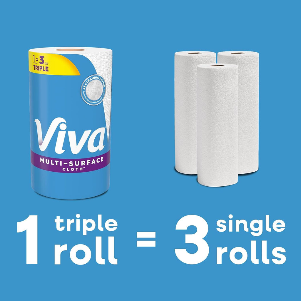 Viva Multi-Surface Cloth Paper Towels - Choose-A-Sheet Size, 12 Triple Rolls, 165 Sheets Each